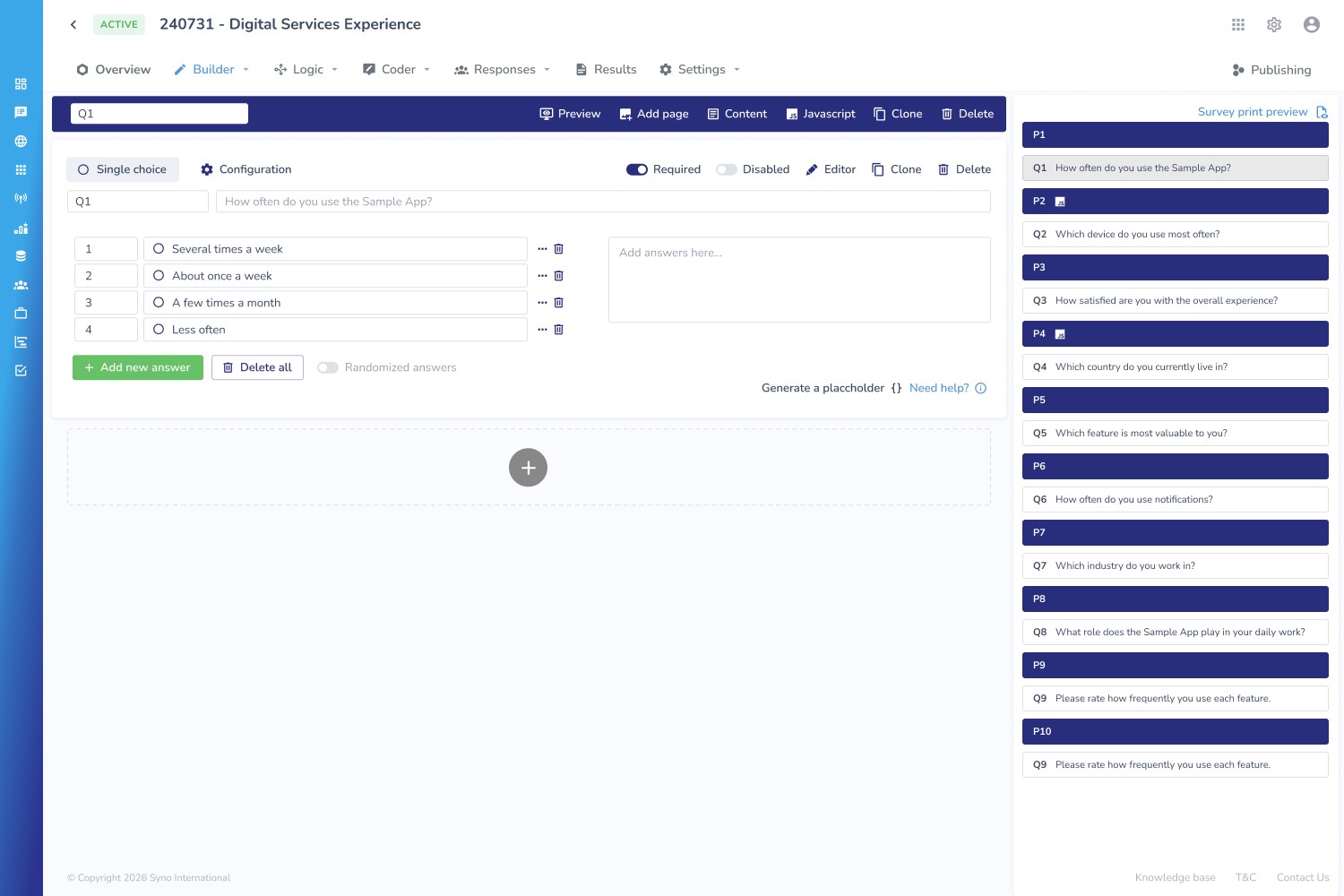 Syno Survey in Syno Cloud